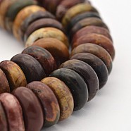 Flat Round/Disc Natural Polychrome Jasper/Picasso Stone/Picasso Jasper Beads Strands, Heishi Beads, 12~13x4~5mm, Hole: 1mm, about 94pcs/strand, 15.5 inch(G-M137-02)