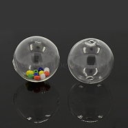 Handmade Two Holes Blown Glass Globe Beads, Round, Clear, 50mm, Hole: 5mm(DH017J-50mm-01)