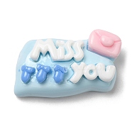 Opaque Resin Cabochons, Word Miss You Cabochons, Letter, 12.5x22.5x7mm(RESI-K026-01C)