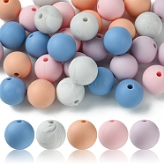 35Pcs Food Grade Eco-Friendly Silicone Focal Beads, Round, Mixed Color, 12mm, Hole: 2mm, 5 colors, 7pcs/clor, 35pcs.(SIL-FS0001-22C)