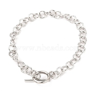 Unisex 304 Stainless Steel Rolo Chains Bracelets, with Toggle Clasps, Stainless Steel Color, 7-7/8 inch(20cm)(BJEW-H541-05A-P)