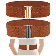 WADORN 2Pcs 2 Colors Polyester Elastic Corset Belts, Waist Belt with Zinc Alloy Clasps for Women Girls, Saddle Brown, 26-3/4~27-1/2 inch(68~70cm), 1pc/style(AJEW-WR0002-20A)