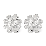 304 Stainless Steel Flower Stud Earrings, Silver, 25x25mm(EJEW-D281-18S)