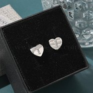 Rack Plating Brass Micro Pave Clear Cubic Zirconia Stud Earrings, Heart, Letter I, 8.5x9.5mm(EJEW-K299-01P-I)