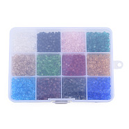 2160Pcs 12 Color Transparent Glass Beads, Faceted, Bicone, Mixed Color, 4.5x4mm, Hole: 1mm, 180Pcs/color(GLAA-T024-11)