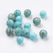Natural Magnesite Beads, Gemstone Sphere, Dyed, Round, Undrilled/No Hole Beads, Gemstone Sphere, Sky Blue, 4mm(G-E482-07B-4mm)