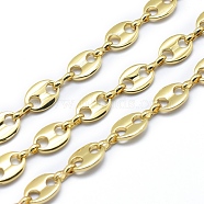 Brass Chains, Unwelded, Lead Free & Cadmium Free & Nickel Free, Oval, Real 18K Gold Plated, 11x8x1.5mm(KK-P155-52G-NR)