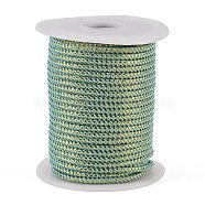 Round String Thread Polyester Cords, with Gold Wire, Medium Aquamarine, 2.5mm, about 21.87 yards(20m)/roll(OCOR-F012-A10)