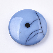 Resin Beads, Imitation Turquoise, Flat Round, Cornflower Blue, 19x5mm, Hole: 2mm(RESI-T034-06B)