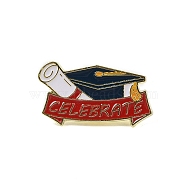 Graduation Theme Zinc Alloy Brooches, Enamel Pins, Hat, Golden, 17x29.5x1.5mm(JEWB-E037-05G-01)