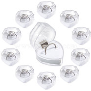 Heart Plastic Ring Boxes, Jewelry Ring Gift Case with Velvet Inside, for Valentine's Day, White, 4.1x4x3.5cm(CON-WH0084-83B)