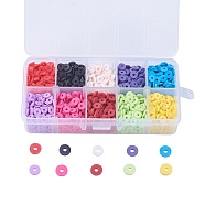 10 Colors Eco-Friendly Handmade Polymer Clay Beads, Disc/Flat Round, Heishi Beads, Mixed Color, 6x1mm, Hole: 2mm, about 1900~2000pcs/box(CLAY-JP0001-01-6mm)