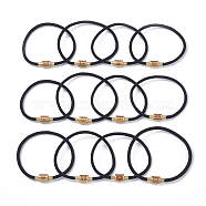 Unisex Cotton String Cord Bracelets, with Vacuum Plating Stainless Steel Enamel Magnetic Clasps, Column with Twelve Chinese Zodiac Signs, Black, Random Mixed Chinese Zodiac, 7-1/4 inch(18.5cm), 3mm(BJEW-I284-01-B)