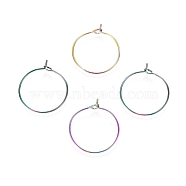 Ion Plating(IP) 316L Surgical Stainless Steel Hoop Earring Findings, Wine Glass Charms Findings, Rainbow Color, 30x0.7mm, 21 Gauge(STAS-D164-05M)