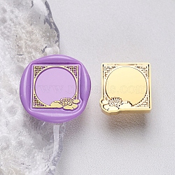 Geometric Flower Frame Brass Stamp Heads, for Wax Seal Stamp, Wedding Invitations Making, Square, 22x22x14mm, Hole: 7mm(AJEW-H149-01G-07)