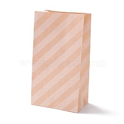 Rectangle Kraft Paper Bags, None Handles, Gift Bags, Stripe Pattern, BurlyWood, 13x8x24cm(CARB-K002-05B-01)