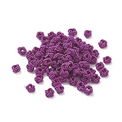 100Pcs Nylon Cord Woven Beads, Round, Purple, 7x6.5x4.5mm, Hole: 3mm(NWIR-XCP0001-12)