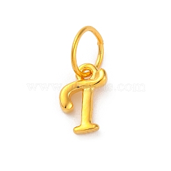 925 Sterling Silver Letter Charms with Jump Rings, Golden, Letter T, 9x6x2mm, Hole: 5mm(STER-R008-01G-T)