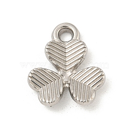 Non-Tarnish 304 Stainless Steel Pendants, Clover Charm, Stainless Steel Color, 17x14.5x2.5mm, Hole: 2mm(STAS-N103-138P)