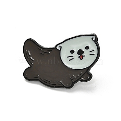 Otter Enamel Pins, Alloy Brooches for Backpack Clothes, Aqua, 20x29mm(JEWB-V005-02A)