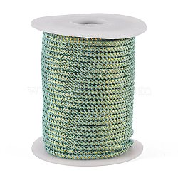 Round String Thread Polyester Cords, with Gold Wire, Medium Aquamarine, 2.5mm, about 21.87 yards(20m)/roll(OCOR-F012-A10)