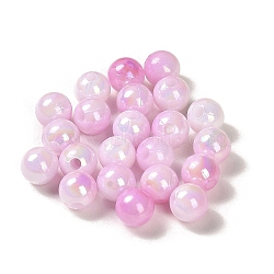 Opaque Acrylic Beads, Gradient Colorful, Round , Pearl Pink, 6mm, Hole: 1.8mm, about 5000pcs/500g(OACR-Z016-01B-06)