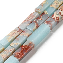 Synthetic Imperial Jasper Dyed Beads Strands, Rectangle, Pale Turquoise, 13~13.5x4~4.5x4~4.5mm, Hole: 1.4mm, about 28~29pcs/strand, 14.49''~14.96''(36.8~38cm)(G-D077-C01-11)