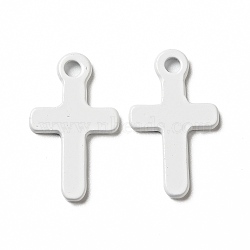 Spray Painted 201 Stainless Steel Pendants, Cross Charm, White, 21x12.5x2mm, Hole: 2mm(STAS-G304-08A)