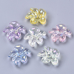 Transparent Acrylic Beads, AB Color Plated, Flower, Mixed Color, 20.5x24x9mm, Hole: 1.4mm(PACR-R246-002)