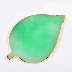 Resin Imitation Agate Color Palette, Makeup Cosmetic Nail Art Tool, Leaf, Medium Spring Green, 115x77x8mm(MRMJ-Q033-016F)