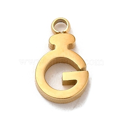 304 Stainless Steel Charms, Letter G Charm, Real 14K Gold Plated, 11x7x2mm, Hole: 1.5mm(STAS-L022-287G)