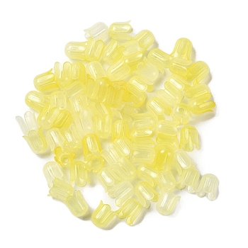 Transparent Acrylic Beads Caps, Flower, Yellow, 11.5x10mm, Hole: 2.8mm, 2000pcs/500g