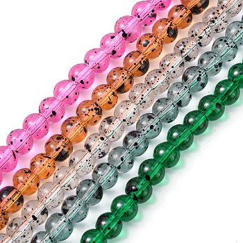 Glass Beads Strands, Spray Painted, Round, Mixed Color, 6mm, Hole: 1mm, 15 inch