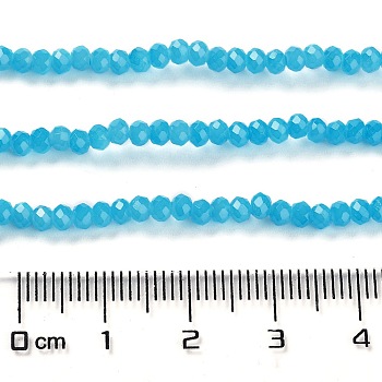 Baking Painted Imitation Jade Glass Bead Strands, Faceted Rondelle, Deep Sky Blue, 3x2mm, Hole: 0.8mm, about 158pcs/strand, 14.76''(37.5cm)