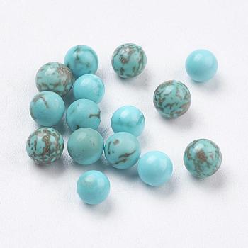 Natural Magnesite Beads, Gemstone Sphere, Dyed, Round, Undrilled/No Hole Beads, Gemstone Sphere, Sky Blue, 4mm