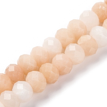 Natural Pink Aventurine Beads Strands, Faceted, Rondelle, 8x6mm, Hole: 1mm, about 63~64pcs/strand, 14.96''~15.35''(38~39cm)