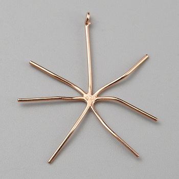 925 Sterling Silver 6 Claw Prongs Pendant Blank Cabochon Settings, Easy Mount Claw Settings, for Irregular Raw Gemstone Jewelry Making Supplies, with 925 Stamp, Rose Gold, 34x30x2.5mm, Hole: 1mm
