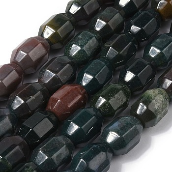 Natural Indian Agate Beads Strands, Faceted, Oval, 13.5~14.5x9~10.5mm, Hole: 0.7~0.8mm, about 28pcs/strand, 15.39~15.43 inch(39.1~39.2cm)