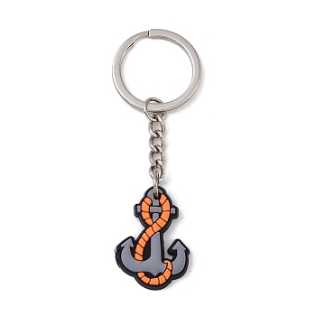 Cartoon PVC Pendant Keychain, with Iron Keychain Findings, Anchor & Helm, 8.6cm