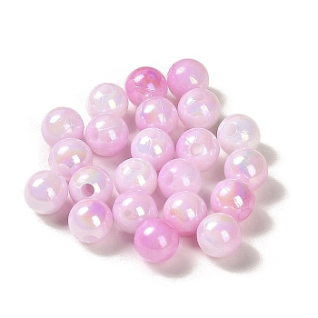Opaque Acrylic Beads, Gradient Colorful, Round , Pearl Pink, 6mm, Hole: 1.8mm, about 5000pcs/500g