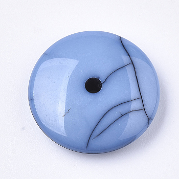 Resin Beads, Imitation Turquoise, Flat Round, Cornflower Blue, 19x5mm, Hole: 2mm