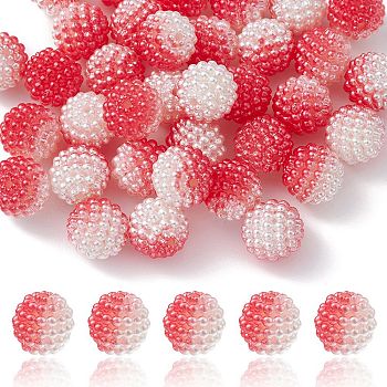 Imitation Pearl Acrylic Beads, Berry Beads, Combined Beads, Round, Red, 12mm, Hole: 1mm