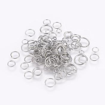 Iron Jump Rings, Open Jump Rings, Nickel Free, Platinum, 18~21 Gauge, 4~10x0.7~1mm, Inner Diameter: 2.6~8mm