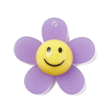 Medium Purple Flower Acrylic Pendants