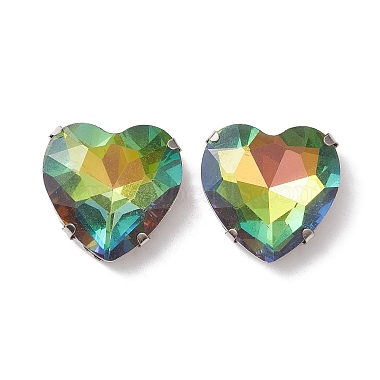 Platinum Colorful Heart Glass Cabochons