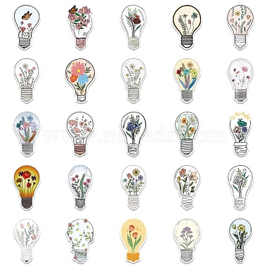 Light Bulb with Flower Pattern Self-Adhesive Picture Stickers(DIY-P069-01)-4