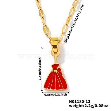 Stainless Steel Enamel Halloween Broom Pendant Dapped Chain Necklaces(LP1406)-3