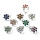 Adjustable Natural & Synthetic Gemstone Finger Rings(RJEW-E166-07P)-1