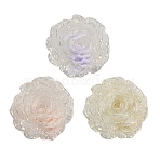 Opaque Resin Cabochons, Camellia, with Glitter Powder, Mixed Color, 28x9.5mm(RE-CBA93EE-03)