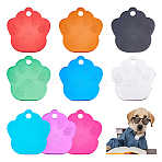 18Pcs 9 Colors Aluminum Alloy Pendants, Pet Dog and Cat Tags, Dog Paw Prints Charms, Mixed Color, 35x33x1mm, Hole: 3.7mm(ALUM-AR0001-02)